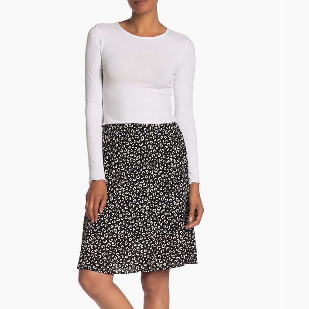 Bobeau Printed Knee Length A-Line Skirt
